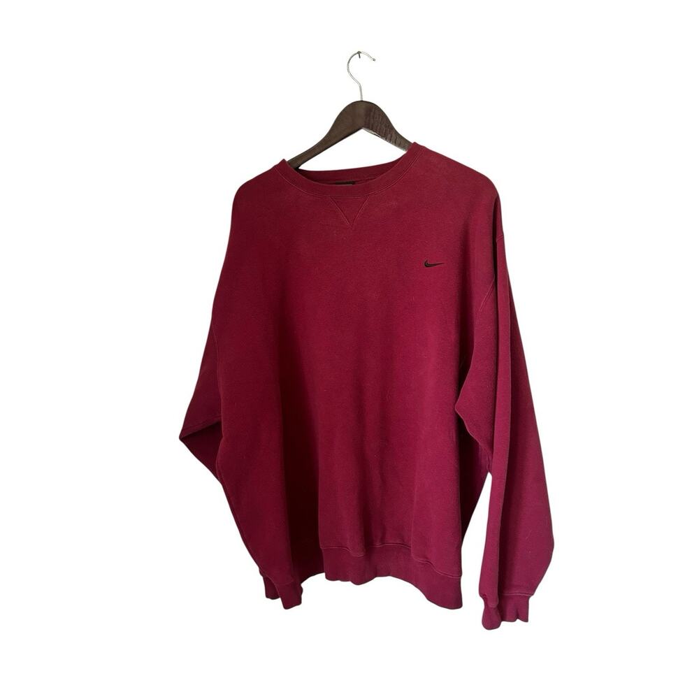 VTG Nike‎ Crewneck Sweatshirt Mens XXL Maroon 2000s Y2K Black Tag Mini Swoosh